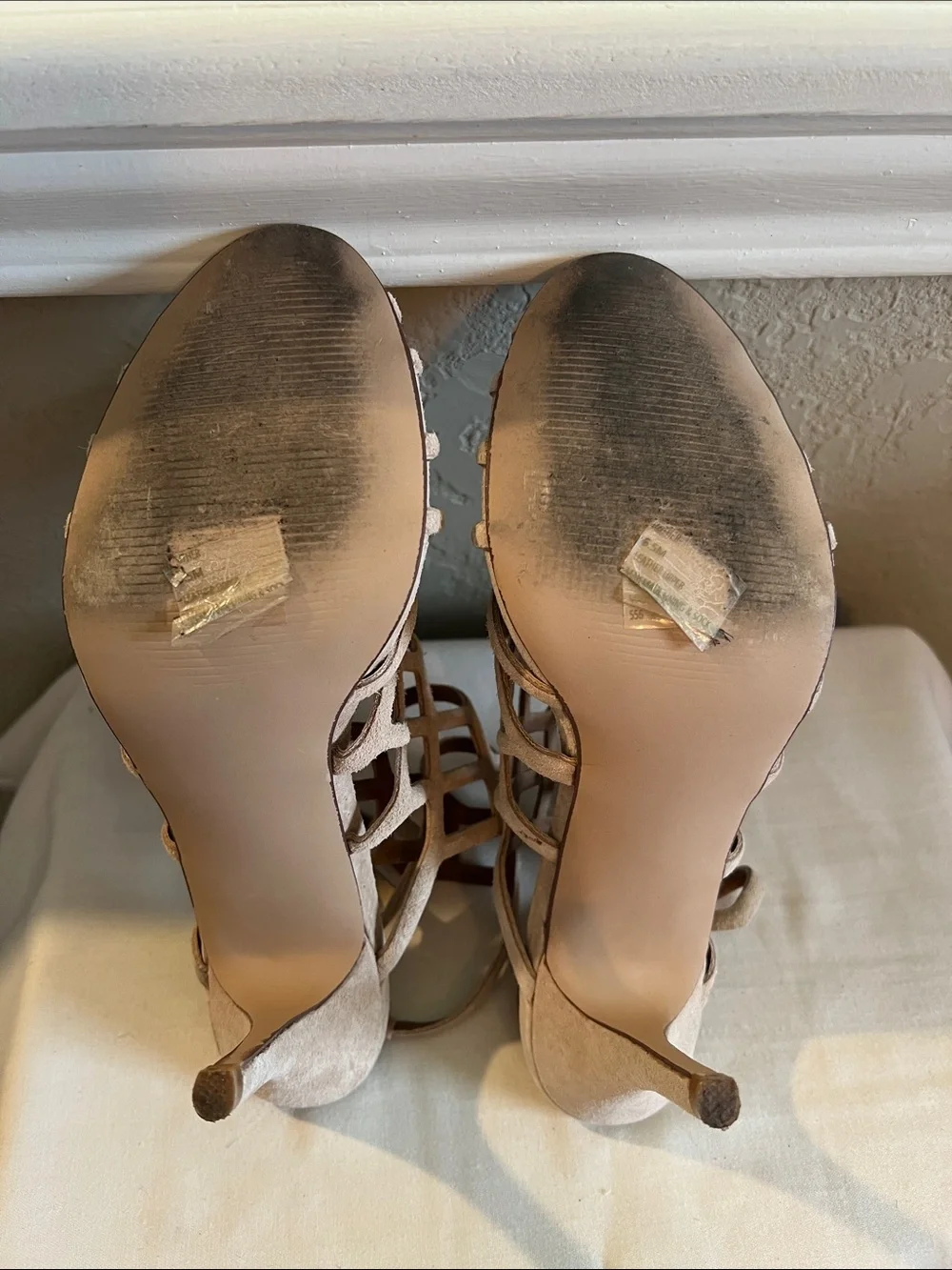 Steve Madden Beige Strappy Cage Heels